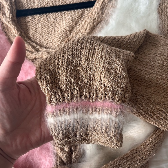 Vintage Deadstock Handmade Neapolitan Colour-block Angora Blend Sweater S/M - Picture 4 of 9